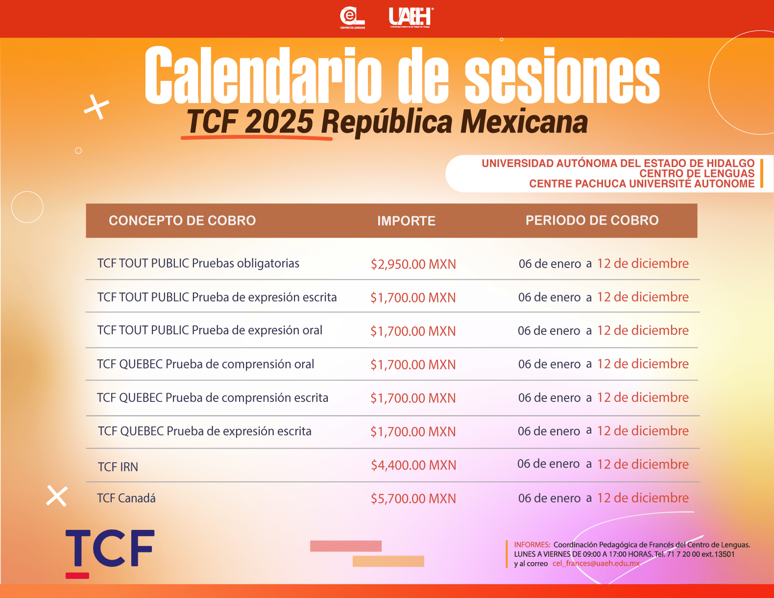 Calendario de exámenes